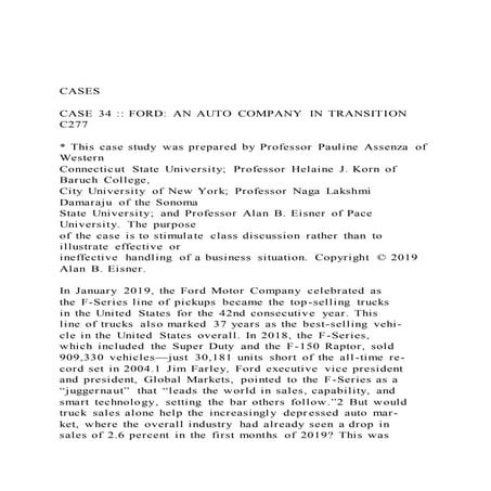 CASESCASE 34 FORD AN AUTO COMPANY IN TRANSITION C277 | DOCX