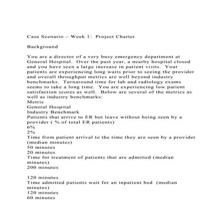 Case Scenario – Week 1  Project CharterBackgroundYou ar.docx