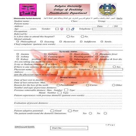 Case sheet complete denture azad almuthaffer | PDF