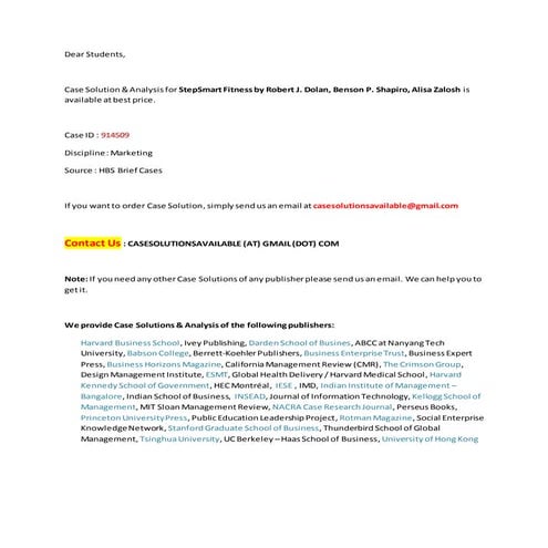 Case Solution for StepSmart Fitness