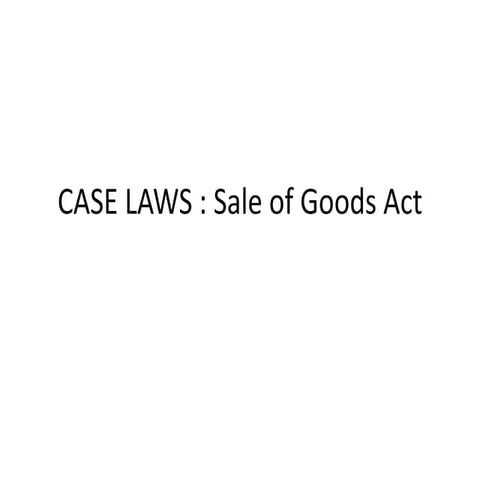Cases sale of goods 1930 law