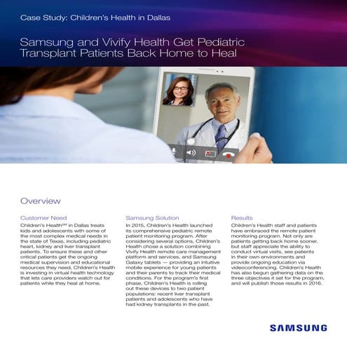 Children’s Health of Dallas Gets Pediatric Transplant Patients Back Home to Heal with Remote Monitoring Technology 