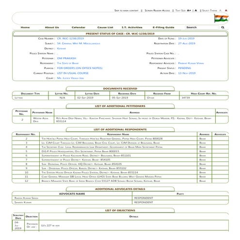 Case Status status at Patna High Court dated 29.10.2022.pdf