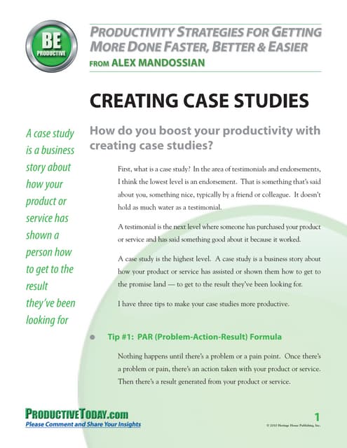 How To Make A Case Study | Alex Man...
