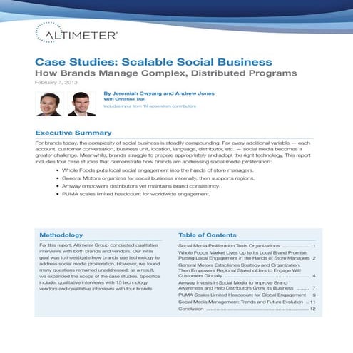 [Report] Scalable Social Business: How Brands Manage Complex, Distributed Pro...
