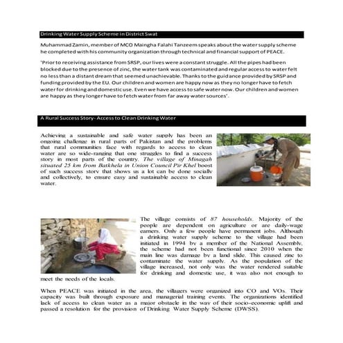 Case studies on Community Physical Infrastructure projects under PEACE