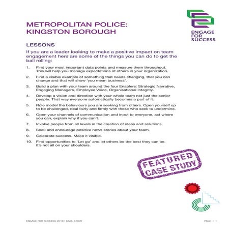 Employee Engagement Case Study: Metropolitan Police: Kingston Branch