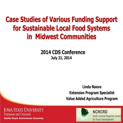 Case Studies of Various Funding Support for Sustainable Local Food Systems in...