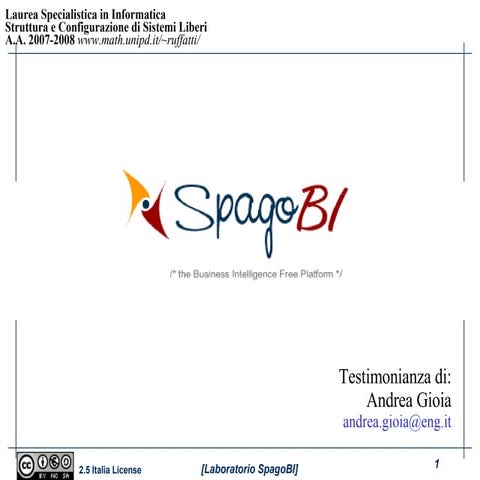 Corso sistemi aperti - Laboratorio - Case Study (SpagoBI)