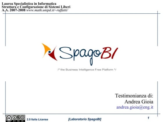 Corso sistemi aperti - Laboratorio - Case Study (SpagoBI)