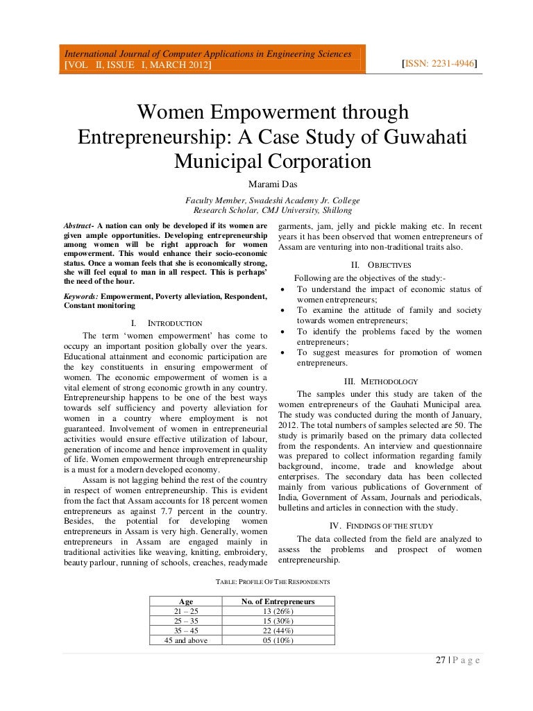 Case studyWomen Empowerment through Entrepreneurship A Case Study of…