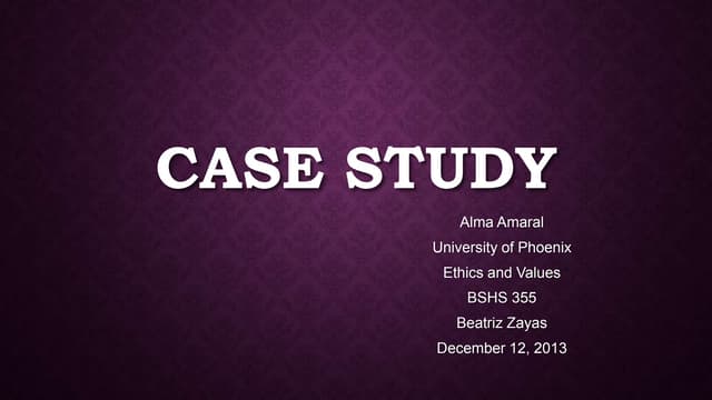 Case study BSHS 355 