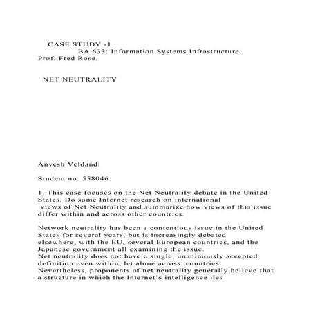     CASE STUDY -1                BA 633 Information Systems Inf.docx