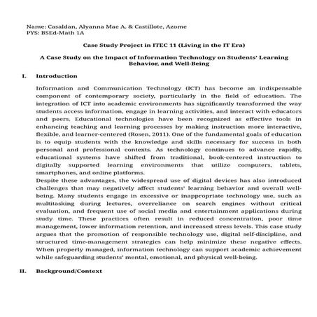 Case Study that is related to Information technology | DOCX