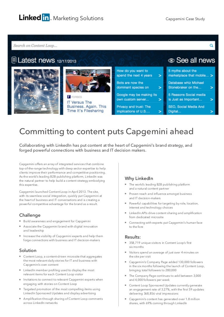 Capgemini Case Study Committing to content puts Capgemini ahead