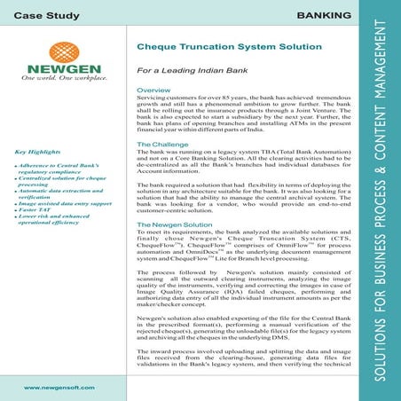 Cheque Truncation System Solution