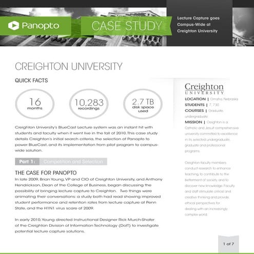 Case Study: Lecture Capture goes Campus-Wide at Creighton University with Panopto