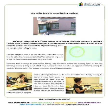 Case study - France - Interactive tools for a captivating teaching