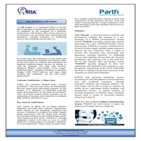 Aria Parth for Call Center