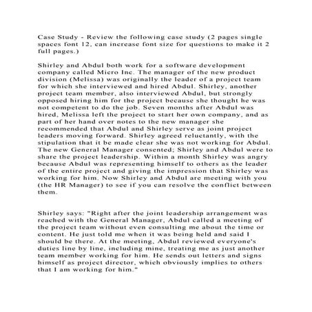 Case Study - Review the following case study (2 pages single spaces | DOCX