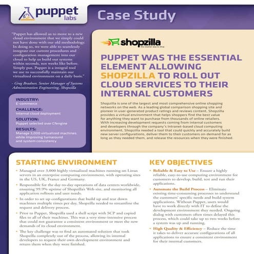 Shopzilla Puppet Case Study