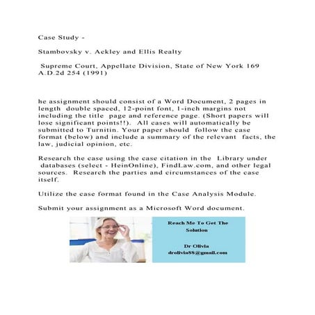 Case Study - Stambovsky v. Ackley and Ellis Realty Supreme C.docx