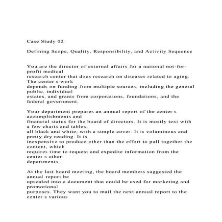 Case Study 02 Defining Scope, Quality, Responsibility, and.docx
