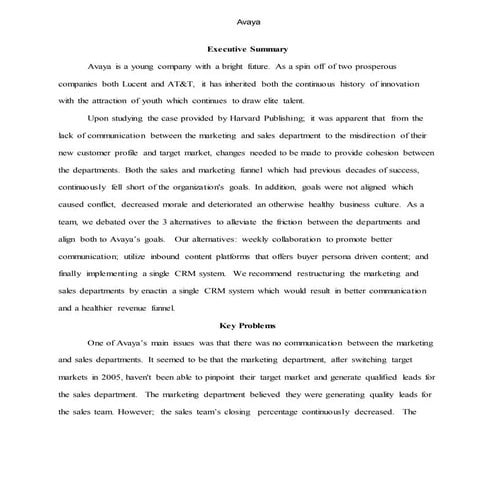 Case Study 1 Avaya