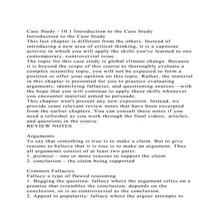 Case Study 10.1 Introduction to the Case Study Introduction to.docx
