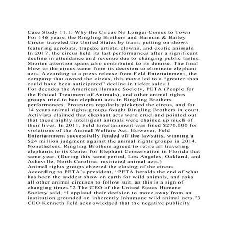 Case Study 11.1 Why the Circus No Longer Comes to TownFor 146 y.docx