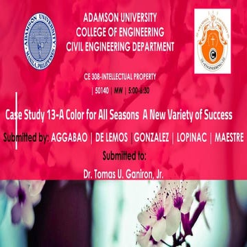 Case Study 13-A Color for All Seasons & A New Variety of Success