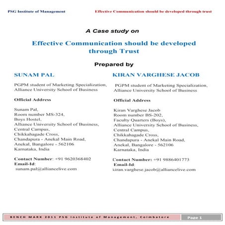 Case Study on Business Communication 