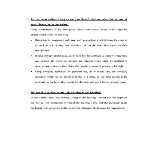 Case study Business ethics, Being Smart about Smartphones 
