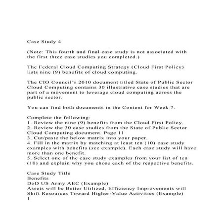 Case Study 4(Note This fourth and final case study is not.docx
