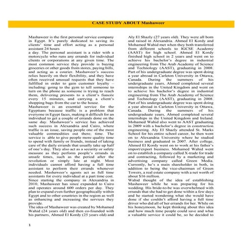 Case study about Mashaweer with case study questions and their answer ...