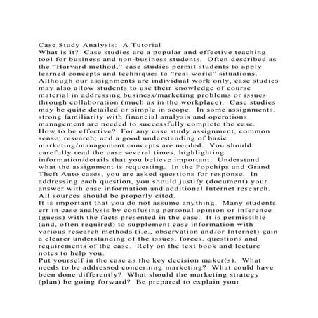 Case Study Analysis  A TutorialWhat is it  Case studies are a .docx