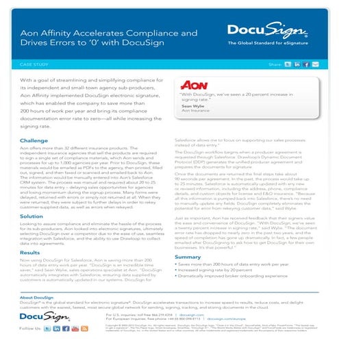 Aon Affinity Insurance DocuSign Case Study | PDF