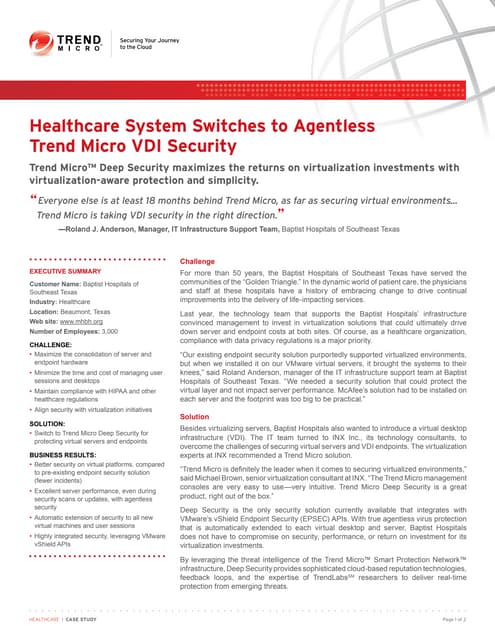 [Case Study ~ 2011] Baptist Hospitals of Southest Texas