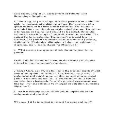 Case Study, Chapter 34, Management of Patients With Hematologic Neop.docx