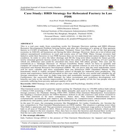 Case study HRD strategy for relocated factory in Lao PDR