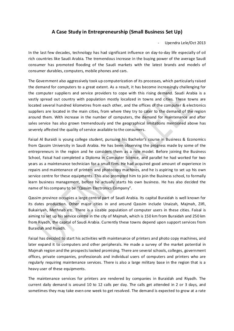 Entrepreneurship case study with solution pdf image