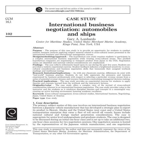 Case study international bussiness negotiation