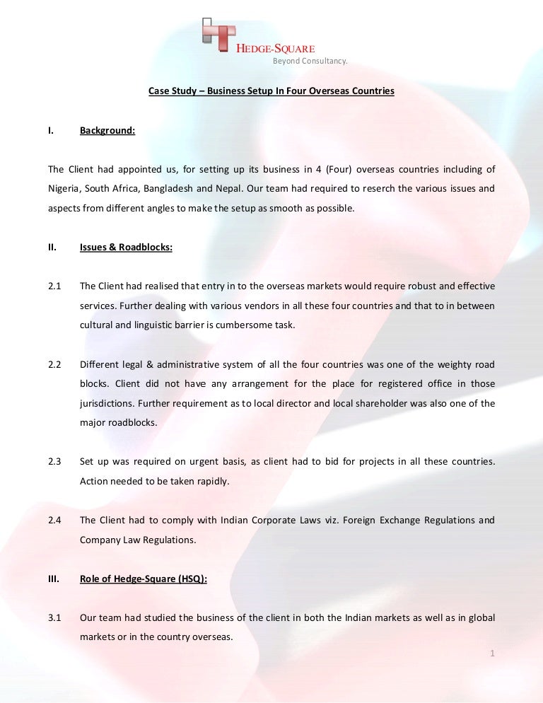 Case Study International Expansion Of Business In 4 Markets Case Study International Expansion Of Business In 4 Markets