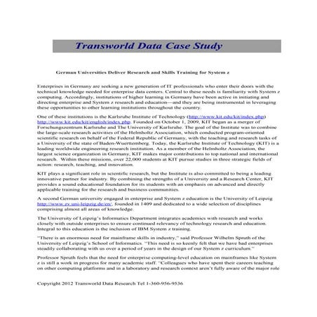 German Universities Deliver Research and Skills Training for System z 