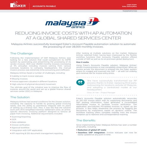 REDUCING INVOICE COSTS WITH AP AUTOMATION AT A GLOBAL SHARED SERVICES CENTER