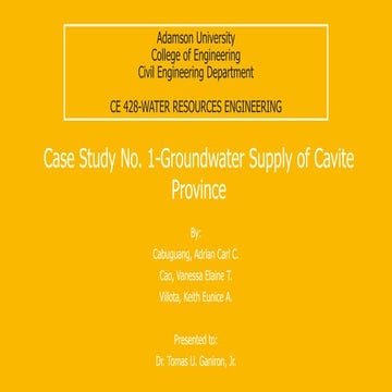 Case Study No. 1-Groundwater Supply of Cavite Province