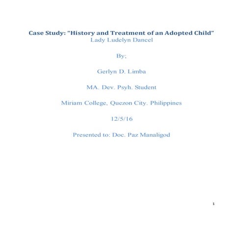 Case study of lady ludelyn dancel