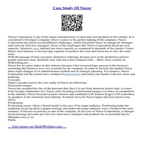 Case Study Of Nucor