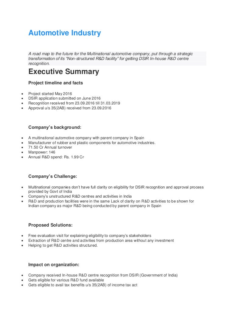 Case Study On Automotive Industry