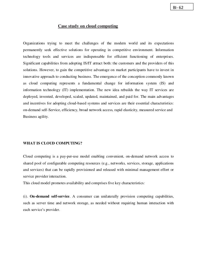 Case Study On Cloud Computing
